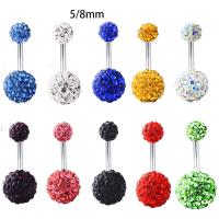 Stainless Steel Belly Ring, fashion jewelry & Unisex & with rhinestone 1.6*10*5u30018mm 