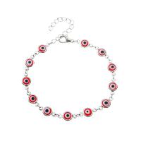 Evil Eye Bracelet Bijoux, laiton, avec émail, Placage, pour femme, plus de couleurs à choisir .69 pouce, Vendu par brin