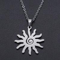 Stainless Steel Jewelry Necklace, Sun, plated Approx 17.71 Inch 