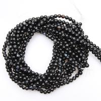 Natürliche Streifen Achat Perlen, rund, poliert, DIY & verschiedene Größen vorhanden, schwarz, verkauft von Strang