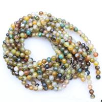 Natürliche Streifen Achat Perlen, rund, poliert, DIY, 8mm, 46PCs/Strang, verkauft von Strang