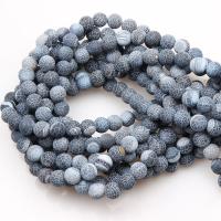Natural Effloresce Agate Beads, Round, DIY black 