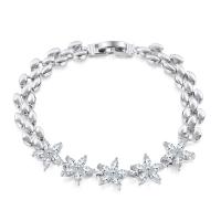 Cubic Zirconia Micro Pave Brass Bracelet, with Cubic Zirconia, fashion jewelry & for woman, silver color, 19cm 