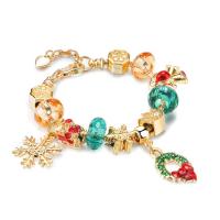 Bracelet de Noël en alliage zinc, alliage de zinc, avec résine, Réglable & bijoux de mode & normes différentes pour le choix, doré, Vendu par brin