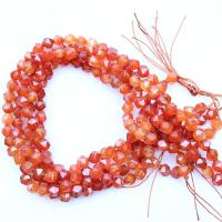 Abalorios de Ágata Roja, pulido, Bricolaje & diverso tamaño para la opción & facetas, naranja rojizo, Vendido por Sarta