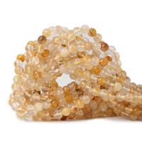 Cristal en jaune naturelles, perles de citrine, Rond, poli, DIY & normes différentes pour le choix, Jaune, Vendu par brin