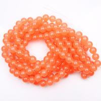 Orange Chalcedony Beads, Round, polished, DIY reddish orange 