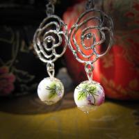 Porcelain Jewelry Earring, Iron, with Porcelain, fashion jewelry 