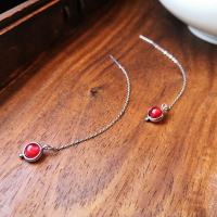 Thaïlande boucles d'oreilles chaîne, avec calcédoine, bijoux de mode, plus de couleurs à choisir, 10.5CM, Vendu par paire