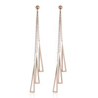 Titanium Steel Earrings, gold color plated, micro pave cubic zirconia, 80mm 