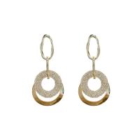 Zinc Alloy Rhinestone Drop Earring, gold color plated, for woman & with rhinestone 