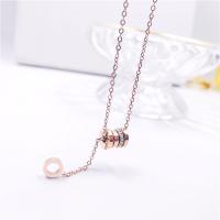 Fashion Sweater Chain Necklace, Titanium Steel, gold color plated, for woman & with rhinestone Approx 19.68 Inch 