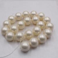 Glass Pearl Beads, Round, plated, DIY white 