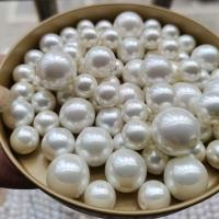 Glas Halbloch Perle, rund, plattiert, DIY & verschiedene Größen vorhanden & halbgebohrt, weiß, 500PCs/Tasche, verkauft von Tasche
