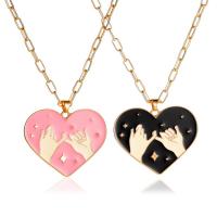 Enamel Zinc Alloy Necklace, with enamel, gold color plated, 2 pieces & for couple, 48mm .5 Inch 