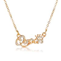 Rhinestone Zinc Alloy Necklace, plated, for woman & with rhinestone 30mm .88 Inch 