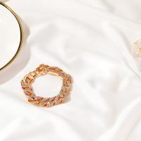 Zinc bracelets en strass en alliage , alliage de zinc, Placage de couleur d'or, pour femme & avec strass, Or .26 pouce Vendu par lot