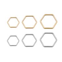 Stainless Steel Pendants, Hexagon, plated, DIY 