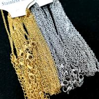 Мода нержавеющей стали ожерелье цепь, нержавеющая сталь, с 5cm наполнитель цепи, Другое покрытие, перекрестная цепь & DIY & разный размер для выбора, Много цветов для выбора, длина:17.7 дюймовый, 10пряди/сумка, продается сумка