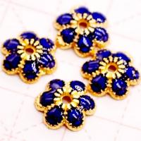 Zinc Alloy Bead Caps, with enamel, fashion jewelry & DIY, blue and yellow, 9mm 