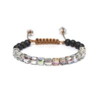 Crystal Bracelets, Thailand Waxed Thread, with Lava & Crystal, 260mm 
