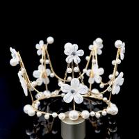 Bridal Tiaras, Zinc Alloy, with Plastic, Crown, gold color plated, with rhinestone, white 