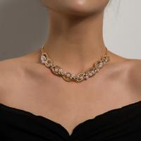 Plastik-Perlenkette, Zinklegierung, mit Kunststoff Perlen, plattiert, Modeschmuck, keine, verkauft von Strang