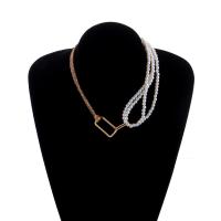 プラスチック真珠のネックレス, 亜鉛合金, とともに プラスチック製パール, メッキ, ファッションジュエリー, 無色, 売り手 ストランド