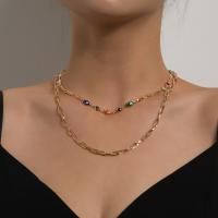 Fashion Multi Layer Necklace, Zinc Alloy, plated, fashion jewelry & enamel 
