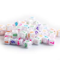 Acryl Zahlen Perlen, Quadrat, Epoxidharzklebstoff, DIY, keine, 6x6mm, verkauft von Tasche