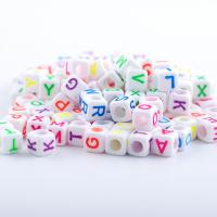 Acryl Alphabet Perlen, Quadrat, Epoxidharzklebstoff, DIY, keine, 6x6mm, verkauft von Tasche
