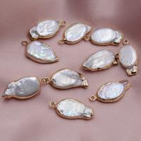 Freshwater Pearl Pendants, with Zinc Alloy, irregular, gold color plated, DIY, white, 12-20mm 