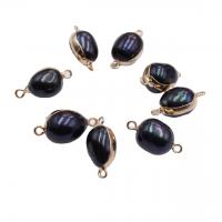 Zinc Alloy Charm Connector, Freshwater Pearl, with Zinc Alloy, gold color plated, DIY, black 