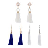 Zinc Alloy Earring Set, with Cotton Thread & Rhinestone, plated & for woman 