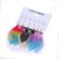 Zinc Alloy Earring Set, with Plastic Pearl, plated, 12 pieces & for woman 