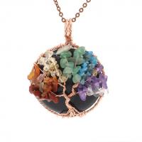 Tree Of Life Pendants, Brass, with Natural Stone, fashion jewelry & Unisex 