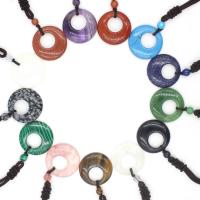 Collier de chaîne de chandail de mode, cordon de polyester, avec Pierre naturelle, bijoux de mode & unisexe, plus de couleurs à choisir 66cm, Vendu par brin