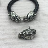 Stainless Steel Leather Cord Clasp, Wolf Approx 7.88mm 