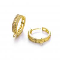 Brass Huggie Hoop Earring Finding, plated, micro pave cubic zirconia Approx 1.5mm 