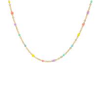 Stainless Steel Jewelry Necklace, with 1.96 inch extender chain, plated, enamel Approx 15.74 Inch 