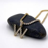 Cubic Zircon Micro Pave Brass Necklace, with 3.93 inch extender chain, Alphabet Letter, plated 30*12mm Approx 13 Inch 