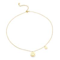 Stainless Steel Jewelry Necklace, Smiling Face, fashion jewelry & for woman, gold 