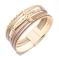 PU Leather Cord Bracelets, Zinc Alloy, with PU Leather, fashion jewelry & for woman 190mm 