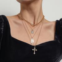 Fashion Multi Layer Necklace, Zinc Alloy, plated, fashion jewelry & with rhinestone 
