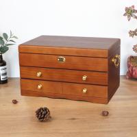Multifunctional Jewelry Box, Pine, with Velveteen, three layers & durable & vintage 