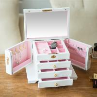 Multifunctional Jewelry Box, Pine, with Flocking Fabric, durable & multilayer 