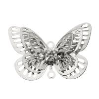 Filigree Brass Connector, Butterfly, plated, with rhinestone & 1/1 loop & hollow Approx 0.5mm 