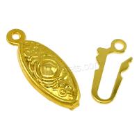 Brass Fishhook Clasp, Horse Eye, gold color plated, single-strand Approx 1mm, 1.5mm 
