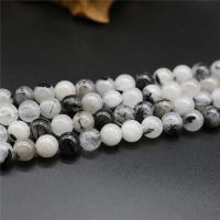 Rutilquarz Perlen, Rutilated Quarz, rund, poliert, DIY & verschiedene Größen vorhanden, verkauft von Strang