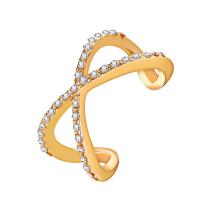 Zinc Alloy Cuff Finger Ring, plated, for woman & with rhinestone 20mm 